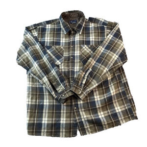 VTG John Blair Men's 2XL Shirt Plaid Flannel Long Sleeve Button Up Brown 90s